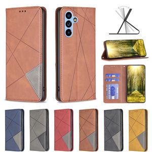 Geometry Leather Wallet Cases For Samsung A34 A54 5G Xiaomi 13 Pro Mi 12T 12 Lite A1 Plus Vertical Hybrid Hit Closure Hybrid Flip Cover Geometric Suck Magnetic Pouch