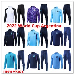 2022 Long zipper Argentina jacket soccer Half zipper training SUIT football shirt MARADONA DI MARIA Men kit TRACKSUIT sets uniforms on Sale