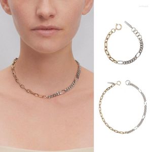 Halsband LONDANY Halskette Justine Gold und Silber Farbblock dicke Kette kurzes Armbandset weiblich