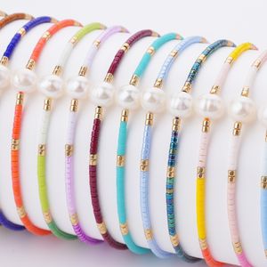Boho Style Miyuki Tila Bead Strands Bracelets Fresh Water Pearl Adjustable Bracelets for Women
