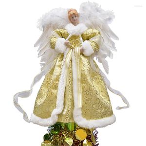 Dekoracje świąteczne Tree Topper oświetlone złote anioły na biały stół do dekoracji sypialni salon kawiarnia biuro