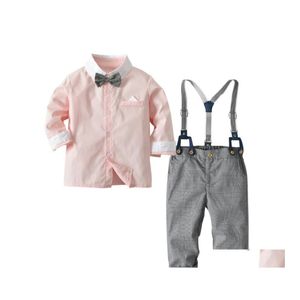 衣類セットボーイのTシャツとブレース付きベビー春秋のサスペンダースーツキッズトップスズボン2個の子供服xam d dhkez
