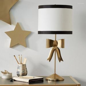 Table Lamps Emily Romantic Golden Lady Bow Decorative Lamp Children 'S Room