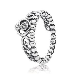 Księżniczka Tiara pierścionek z koroną prawdziwe srebro z oryginalnym pudełkiem na Pandora biżuteria z różowego złota śliczne kobiety obrączki CZ diament prezent dla dziewczyny fabryka hurtownia