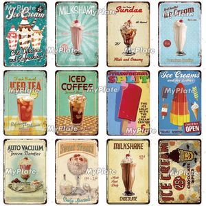 Ice Cream Metal Sign Metal Vintage Placa Placa de lata Decora￧￣o de parede para bar Homem caver