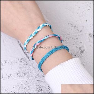 Charm Bracelets Handmade Woven Braided Rope Friendship Bracelet With Card Beach Bohemian Waterproof Wax Weave String For Women Men D Ottjn