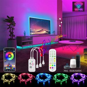 Bluetooth WiFi LED LUZES RGB 5050 2835 Ribbon flexível à prova d'água tira leve LED