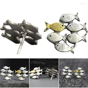 Stud Earrings Ly Animal Themed Fish-shaped Alloy Shoals Of Tiny Fish Ear Decor Jewelry For Women Girls