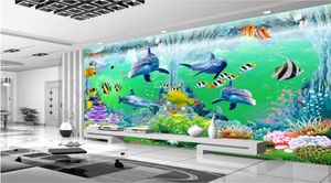 Carta da parati in camera 3d personalizzata PO non tessuto Oceano murale coralli di delfino Decorazione di pesce dipinto da carta da parati murali a parete 3d per pareti 3 8479105