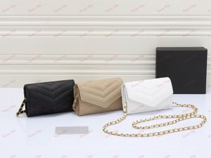 Single Chain Messenger Bag Wallets Envelope Bag Luxury Letter Pack Apricot White Black Handset Bags Designer Hidden Buckle Purses