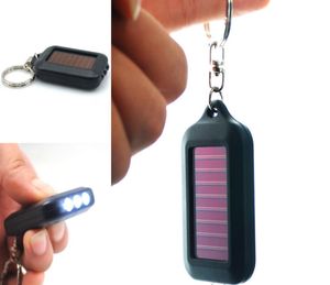 Mini Portable HS Solar Power Svart Miljöskydd 3LED LIGHT LAMP OU Keychain Torch Flashlight Gift5255286