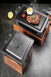 Mini barbekü ızgara masası barbekü kaya barbekü pan teppanaki Kore batı restoranı biftek plakası yüksek sıcaklık arduvaz barbekü p5835394