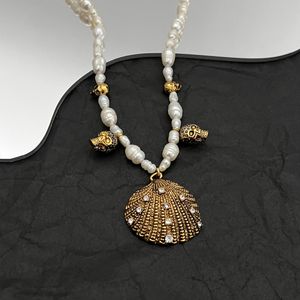 Pearly Shells Crystal Diamond Anhänger Halsketten Vintage Hiphop Rock Punk Schädel Skelettköpfe dicke Ketten Halskette für Frauen Schmuck Geschenke Mn3 --04