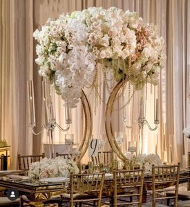 Party Decoration Rose Gold Metal Table Centerpieces Flower Stands Arrangement för Wedding4798128
