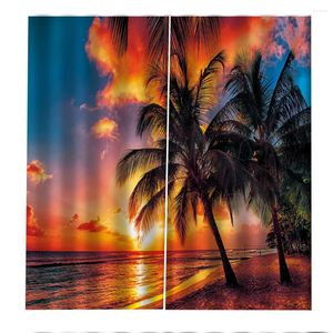 Curtain 3D Coconut Sea View Blackout Curtains For The Living Room Bedroom Window Home Decor Kitchen Drapes