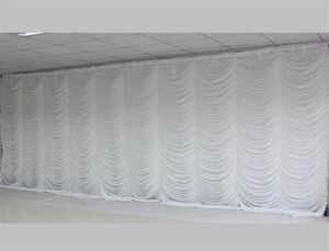 Nieuwe 10ftx20ft Wedding Party Stage achtergronddecoraties Wedding Gordijn achtergrond drapes in rimpelontwerp White Color274C4531041
