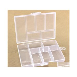 Ящики для хранения мусорные банки пустое 6 отсека пластиковая прозрачная коробка для ювелирных изделий для ногтей -арт контейнер Sundries Organizer SN1293 Drop Delivery Ho DHPSD