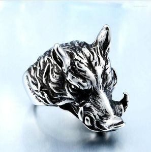 Cluster-Ringe, klassischer Punk-Vintage-Tierstil, Metall-Wildschwein-Ring, herrschsüchtiger Herren-Rock-Biker-Schmuck