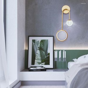 壁のランプガラスランプ読書アンティーク木製プーリーモダンフィニッシュバスルームライトレトロクリスタルスコンセ照明