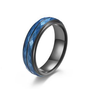 6mm Raute Schwarz Farbe Zwei-farbe Wolfram Stahl Ring Super Harte Wolfram Schwanz Ring für Frauen Männer hip Hop Schmuck