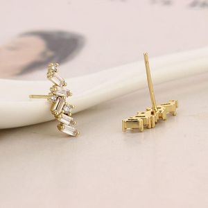 Hoop Ohrringe Original Unregelmäßige Klar Zirkon Stud Ohrring Für Frauen Koreanischen Stil Baguette Hochzeit Schmuck Geschenk