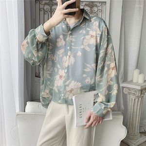 Casual shirts voor heren 2022 Heren Hawaiiaans shirt Lange mouw Zonnebrandcrème Kleding Floral Printing Loose Camisa Masculina Fashion M-XL