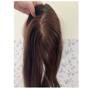 15x16cmシルクトップスキンベースヨーロッパヘアトッパー女性トゥーピー中国のバージンヒューマンヘアピース天然頭皮の4つのクリップとトップオーバーレイフリーパートブラウンブラック