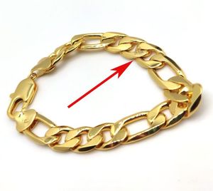 Men039S Bracelet italien Figaro Link Hip Hop 846 pouces 12 mm d'épaisseur 24k tampon Gold Plated Chain 6408741