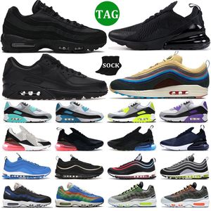 90 95 97 270 Men Women Running Shoes mens 90s 95s 97s 270s Outdoors triple black white red sneakers trainer sports eur 36-45