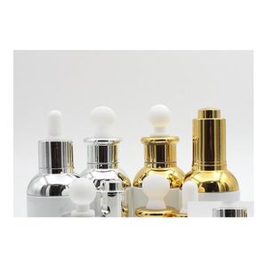 Butelki do pakowania 30 ml puste napełnienie Upscale Pearl White Glass Bottle Bottle Olejki eteryczne kosmetyki Słoika Pojemnik na garnek Fiolka z kroplą oczu dhrdv