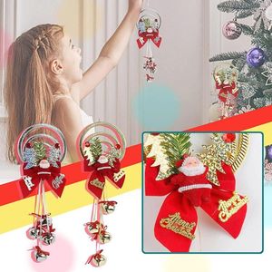 Christmas Decorations Plastic Pendants Supplies Accessories Three-Ring Iron Cross Bell String Door Hanger Durable Tree Ornaments