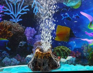 1pcs Aquarium Volcano Shape Air Bubble Pietra Pompa Ossigeno Scera Ornamento Ornamento Fish Forniture Acquatiche Decorazioni Pet Decor6411029