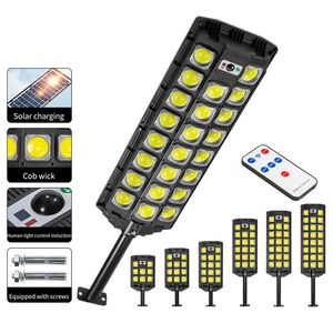 Cob LED Solar Street Lampa Super jasny Motor Outdoor czujnik Wodoodporna podwórko wiejski dom ogrodniczy światła ogrodowe