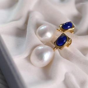 Ohrstecker Natürliche Süßwasser Barocke Perle Für Frauen Edlen Schmuck Einfachen Stil Lapis Weibliche 925 Sterling Silber