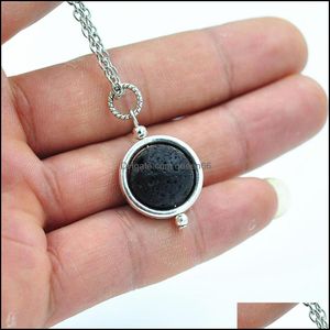 Pendant Necklaces Fashion 14Mm Lava Stone Bead Necklace Volcanic Rock Aromatherapy Essential Oil Diffuser For Women Jewelry Drop Del Dhxh5