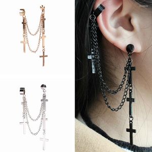 Backs Earrings Fashion Crosses Pendent Clip Earring For Women Girls Cool Punk Style Chains Tassel Ear Wrap Cuff