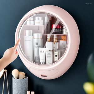 Scatole portaoggetti Porta trucco a parete per bagno Scatola cosmetica rotonda Organizzatore di gioielli per donna Crema per bellezza per la cura della pelle