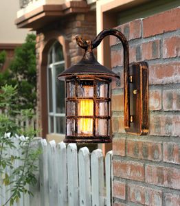 Rustic Iron Waterproof LED Outdoor Wall Lamp Vintage Kerosene Lantern Street Light Industrial Wall Sconce For Bar Coffee Shop6808888