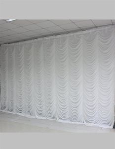 Nieuwe 10ftx20ft Wedding Party Stage achtergronddecoraties Wedding Gordijn achtergrond drapes in rimpelontwerp White Color274C8998853