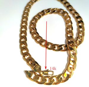 14k Solid Fine Gold over Curb Cuban Mens Chain Necklace 24inch 10mm STAMPED Brass4119318