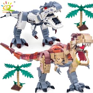 Blocos Huiqibao Jurássico Indominus Rex Dinossauro Modelo Mundial Construção Cidade Triceratops Velociraptor Dino Parque Tijolos Crianças Brinquedo 221209