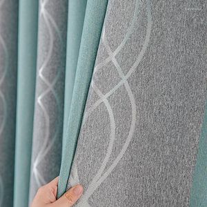 Cortina nórdica simples cortinas de blecaute completo, tecido jacquard tingido de fio para sala de estar e personalização da varanda do quarto