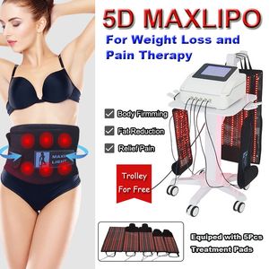 Lipolaser Machine Weight Loss Fat Removal New Laser Slim Salon Home Use Pain Therapy 5D Maxlipo Equipment with 5 Treatment Pads
