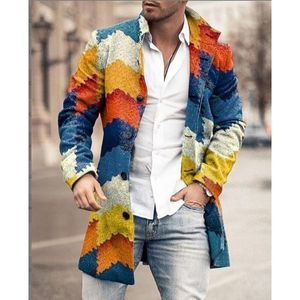 Casaco masculino de lã com gola alta, casaco casual de lã com bolso médio para outono e inverno 221208