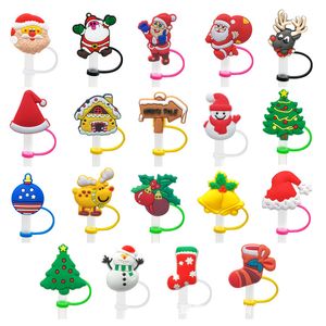 Wholesale Straw Toppers For 7-8mm Drinking Straws Resin Silicone Holiday Party Designer Sports Tumbler Christmas Straw Topper