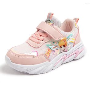 Sapatos atléticos 2022 Crianças Running Kids Fashion Air-Mesh Sneakers Girls Princesa Causal All-Match Non Slip Breathable 26-37