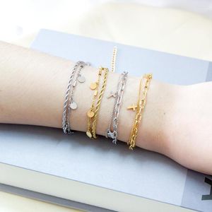 Anklets LUXUKISSKIDS Double Layer For Woman Beach Accessories Trendy Jewelry Twist Chains Round Cross Charms Boho Sandle