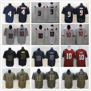 Hommes Football 10 Mac Jones Jersey 4 Jarrett Stidham 9 Matthew Judon Olive Salute To Service Army Green Couleur Rush Smoke All Cousu Team Navy Bleu Rouge Blanc Gris Couleur