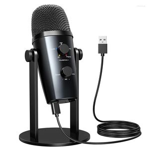 Microphones Computer Condenser Gaming Microphone 4 Ljudlägen Brusreducering Hörlurutgång Volymkontroll för strömning av YouTube