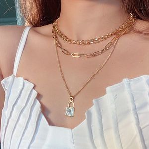 necklaces bracelet designer jewelry Multi-layered geometric alloy necklace creative exaggeration simple cross chain retro collarbone chain